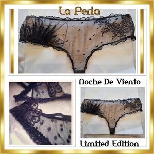 La Perla “Noche De Viento “ Silk Ruffle Lace Macrame Tulle Mesh Brief size 2(S)